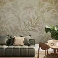 Fototapetai - Botaninis motyvas su lapais ir vijokliais smėlio spalvose