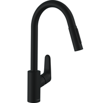 Virtuvės kriauklės maišytuvas Hansgrohe Focus M41 240 2jet su ištraukiama galvute, matinė juoda