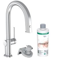 Virtuvinis maišytuvas Hansgrohe Aqittura M91 FilterSystem 210 su ištraukiamu antgaliu, chromas + sBox