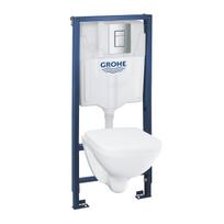 Tualeto komplektas Grohe WC + rėmas Solido + mygtukas Skate Cosmopolitan Chrome + dangtis Soft Close 39467000