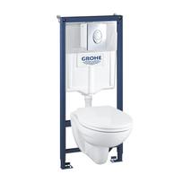 Grohe Solido rėmas su chromuota Skate Air mygtuku, pakabinamas Rimless tualeto komplektas, 39192000