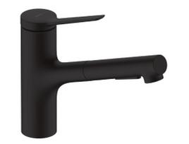 Virtuvinis kranas Hansgrohe Zesis M33 KM 150 2jet su ištraukiamu antgaliu ir sBox 74821670 Juodas matinė