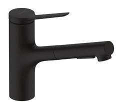 Virtuvinis kranas Hansgrohe Zesis M33 150 2j su ištraukiamu antgaliu 74820670 Juodas matinė