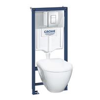 Grohe Solido rėmo WC komplektas su Bau Ceramic unitazu, chromuota Skate Cosmopolitan plokštele ir SoftClose dangčiu (38528SET-KH)