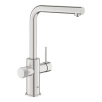 Virtuvės praustuvės maišytuvas Grohe Blue Pure Minta filtruotam vandeniui, ištraukiamas Supersteel 30601DC0