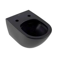 Pakabinamas Villeroy & Boch Antao CeramicPlus, TitanGlaze, TwistFlush Rimfree juodas klozetas 4674T0R7