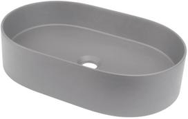 Vonios kriauklė Deante SILIA granitinė ant stalviršio, ovali GREY METALLIC, 550x350 mm Pilka