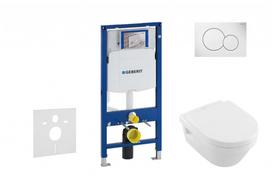 Tualeto komplektas Geberit Duofix rėmas su Villeroy & Boch Architectura Rimless klozeto unitazu ir SoftClose dangčiu, Sigma01 balta mygtukas, 111.300.00.5