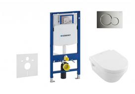 Tualeto komplektas Geberit Duofix rėmas su Villeroy & Boch Architectura Rimless klozeto puodu su SoftClose dangčiu, Sigma01 blizgaus chromo mygtukas PMID: 111.300.00.5 NB2