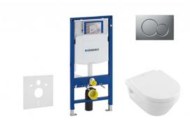 Tualeto komplektas Geberit Duofix rėmas su Villeroy & Boch Architectura Rimless klozeto dubeniu ir SoftClose dangčiu, Sigma01 matinio chromo mygtukas