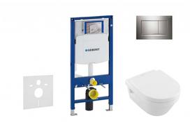 Tualeto komplektas Geberit Duofix rėmas su Villeroy & Boch Architectura Rimless unitazu su SoftClose dangčiu, Sigma30 chromo mygtukas, modelis 111.300.00.5 NB6