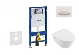 Tualeto komplektas Geberit Duofix rėmas su Villeroy & Boch Architectura Rimless klozeto unitazu su SoftClose dangčiu, Sigma50 balta mygtukas, 111.300.00.5 NB8