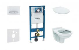 Tualeto WC komplektas Geberit Duofix rėmas su Alpha Rimless klozeto unitazu ir SoftClose dangčiu, Sigma50 matinio chromo mygtukas 111.300.00.5 NR8