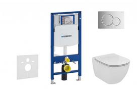 Geberit Duofix rėmas su Ideal Standard Tesi Aquablade Rimless pakabinamu klozetu, SoftClose dangčiu, Sigma01 chromuota mygtuku