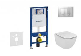Tualeto komplektas Geberit Duofix rėmas su Ideal Standard Tesi Aquablade Rimless klozeto unitazu su SoftClose dangčiu, Sigma30 matinio chromo mygtukas