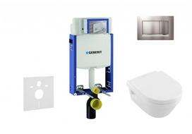 Tualeto komplektas Geberit Kombifix rėmas su Villeroy & Boch Rimless klozetu ir SoftClose dangčiu, Sigma30 matinio chromo mygtukas