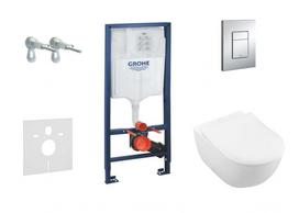 Tualeto komplektas Grohe Rapid SL rėmas su Villeroy & Boch Subway 2.0 pakabinamu klozetu ir chromuota Skate Cosmopolitan mygtuku 38528SET-KI