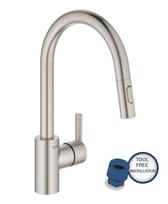 Virtuvinis maišytuvas Grohe Feel su ištraukiamu antgaliu, PVD danga, Supersteel 31486DC1