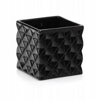 Kvadratinis juodas blizgus keraminis vazono korpusas 14 cm, 14 cm