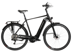 KROSS Trans Hybrid Prestige / 630 Wh / Black-Silver Gloss / elektrinis miesto dviratis (28")