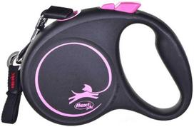 Flexi automatic retractable leash, Black Design S, 5 m tape, pink.