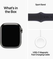 APPLE Apple Watch Series 9 (Cellular, 41mm, Graphite Stainless Steel / Midnight Band, Size S/M)