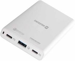 Swissten Travel Charger Notebooks and MacBook 2xPD3.0 / QC3.0 60W White