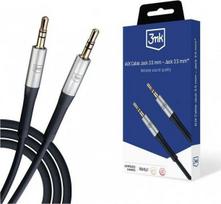 3MK AUX mini-jack to 3.5mm mini-jack cable, 1m, Black/Silver