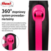 Flexi automatic retractable leash, New Neon S, 5 m tape, pink.
