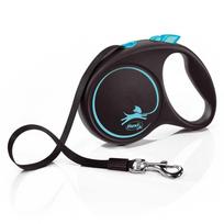 Flexi automatic retractable leash, Black Design M, 5 m tape, color blue.