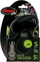 Flexi automatic retractable leash, Black Design S, 5 m tape, green.