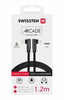 Swissten L Type Textile Universal Quick Charge 3.1 USB-C to Lightning Black