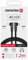 Swissten Arcade Gaming Quick Charge 3.1 USB-C to USB-C 1.2m Black