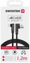 Swissten Arcade Gaming Quick Charge 3.1 USB-A to Lightning 1.2m Black