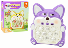 LEAN Toys Arcade Game Console Pop-It Lisek, 7 Game Modes, Purple