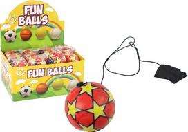 LEAN Toys PU football with a Jojo elastic band for bouncing, 6 cm, red stars