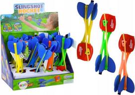 LEAN Toys Rocket with launching slingshot, vibrant foam, 25-meter recoil