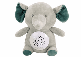 LEAN Toys Teddy Bear, Elephant, Sleeping Melodies, Light, Star Projector, Gray