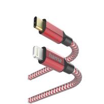 Hama Reflective Charging Cable, USB-C to Lightning, 1.5m, red nylon