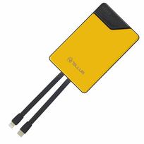 Tellur 10000mAh Power Bank, Yellow, with Built-in USB-C and Lightning Cables