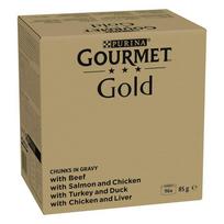 Purina Gourmet Gold Pieces in Sauce, a mix of 4 flavors – wet cat food.