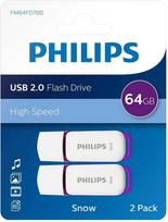 PHILIPS 64GB Snow USB 2.0 2-Pack Purple FM64FD70D/00