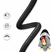 Tellur Minimalist USB to Type-C Cable, 3A, 1m, Black