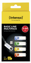 Intenso 5 x 64GB Basic Line USB 2.0 Multicoloured Multipack