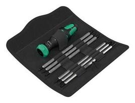 WERA Kraftform Kompakt Vario RA, bit set black/green, 7-piece, with RA