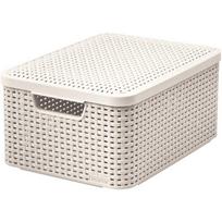 Curver rattan-style basket with lid, cream (46818)