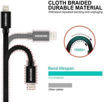 Swissten Textile Quick Charge 3.1 USB-C to Lightning cable, 2m, Black