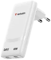 Verbatim Fold n Go travel charger | 65W | GaN | USB-C | white