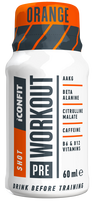 ICONFIT Pre Workout Shot prieš treniruotę, apelsinų skonio buteliukas, 60 ml