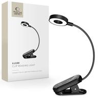 Tech-Protect LL100 bevielė lempa su spaustuku + USB-A \/ USB-C kabelis 30 cm - Juoda